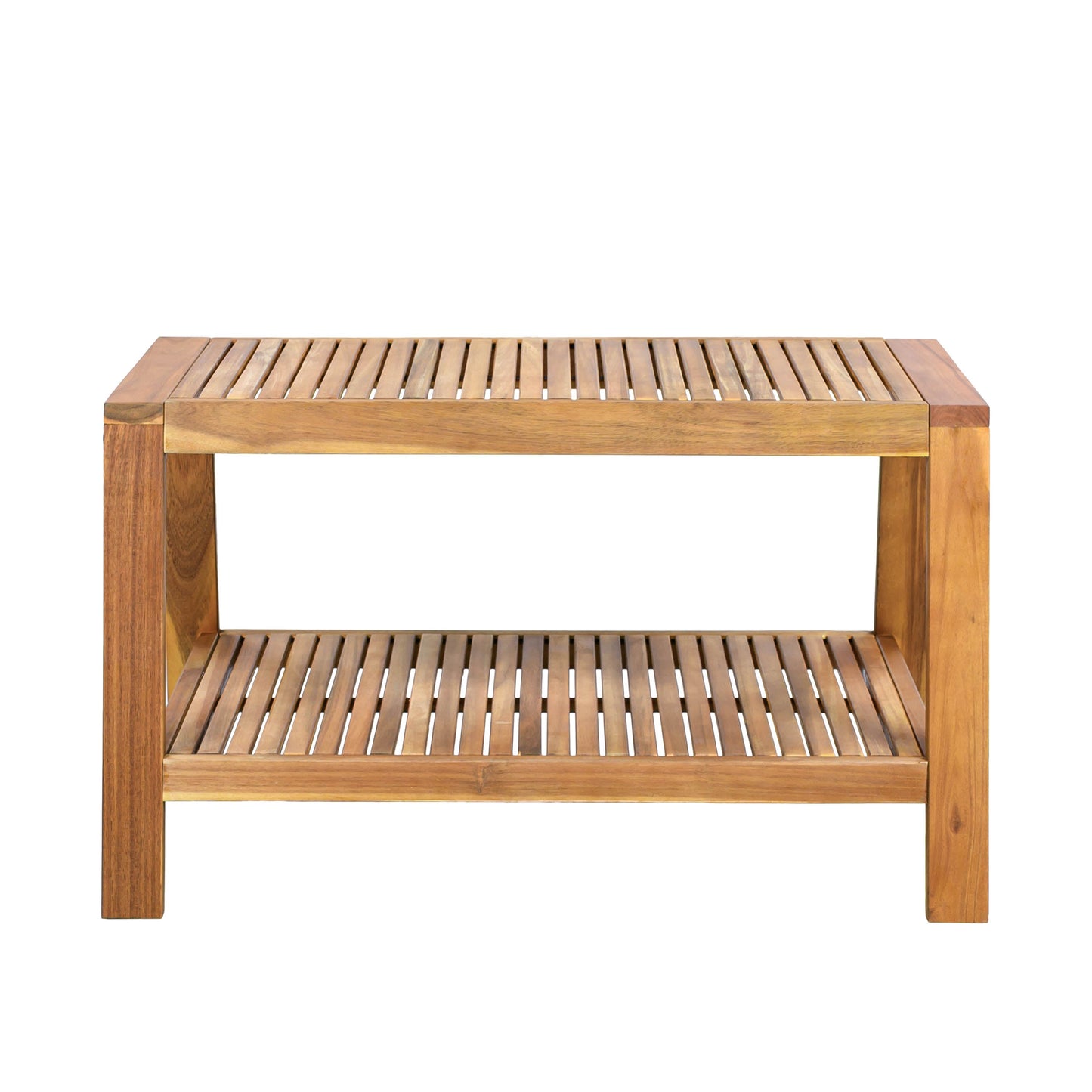 Outdoor Conversation Set Acacia Wood Teak Beige Cushion 2 Piece