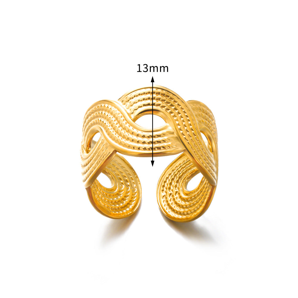 Geometric Line-cut Hollow Mens And Womens Ring