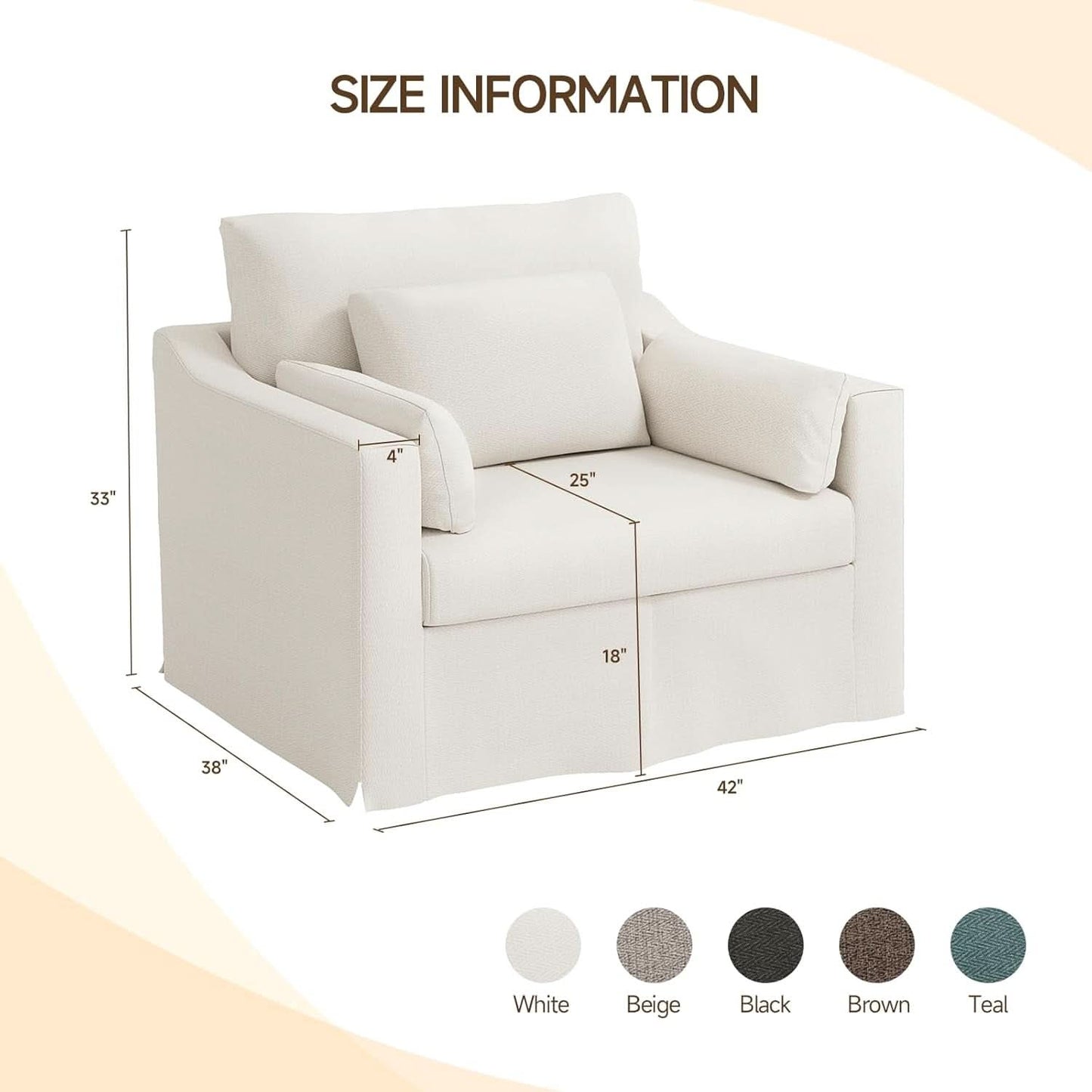 Beige Chenille Slipcovered 42 Inches Wide Armchair