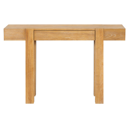 Rustic Console Table, Hidden Drawer, Side Power Outlet, Entryway Table, Natural