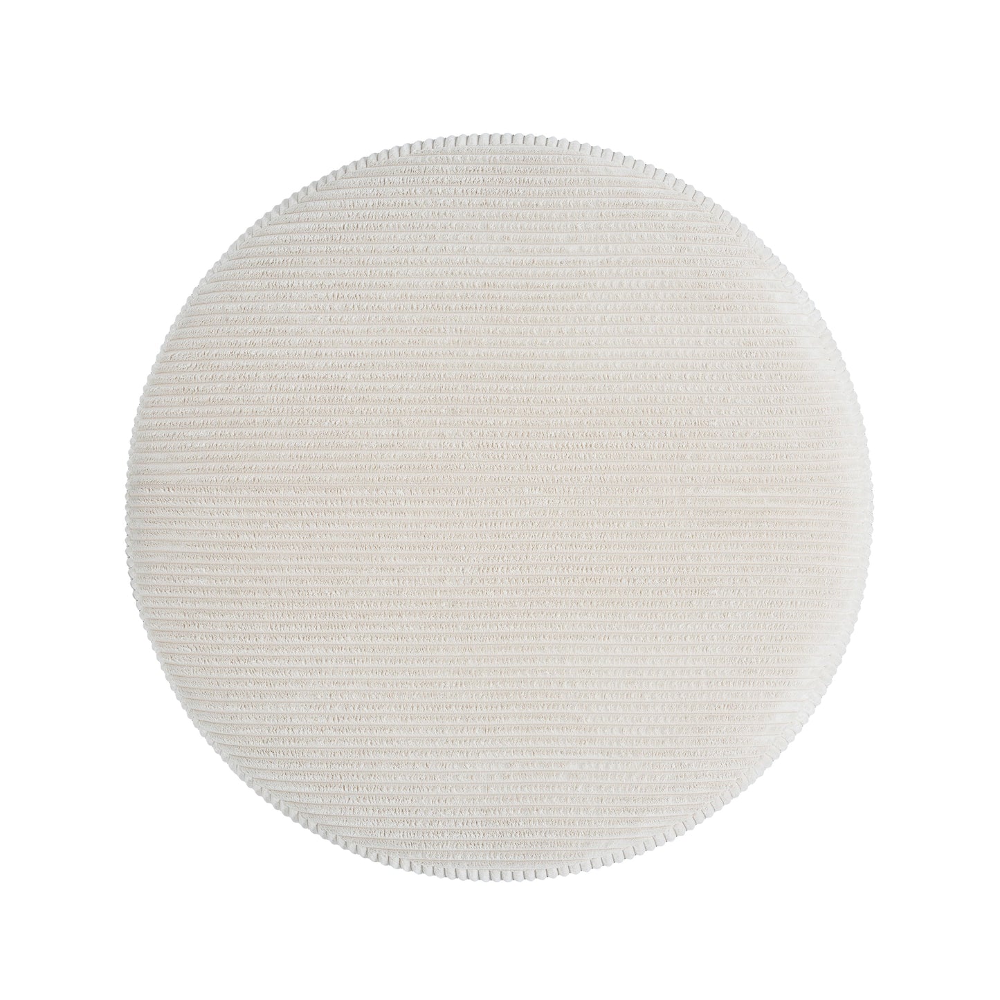 Upholstered Round Ottoman, Beige, Corduroy