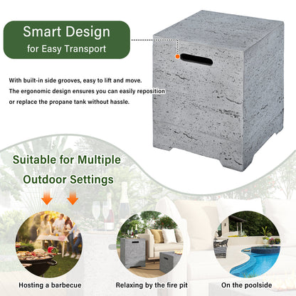 2-in-1 Outdoor Fire Pit and Propane Tank Stand Set 41.9 Inch, Beige Grey