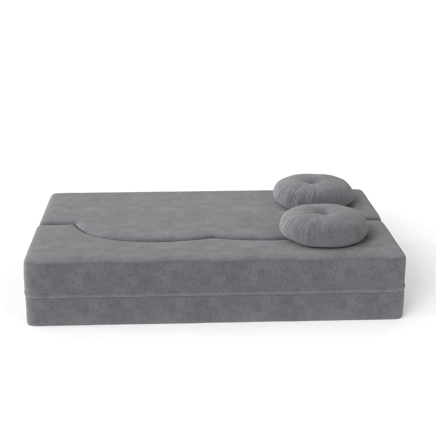 Floor Sofa Bed Corduroy Gray Convertible Sleeper Full Size 75.6 In