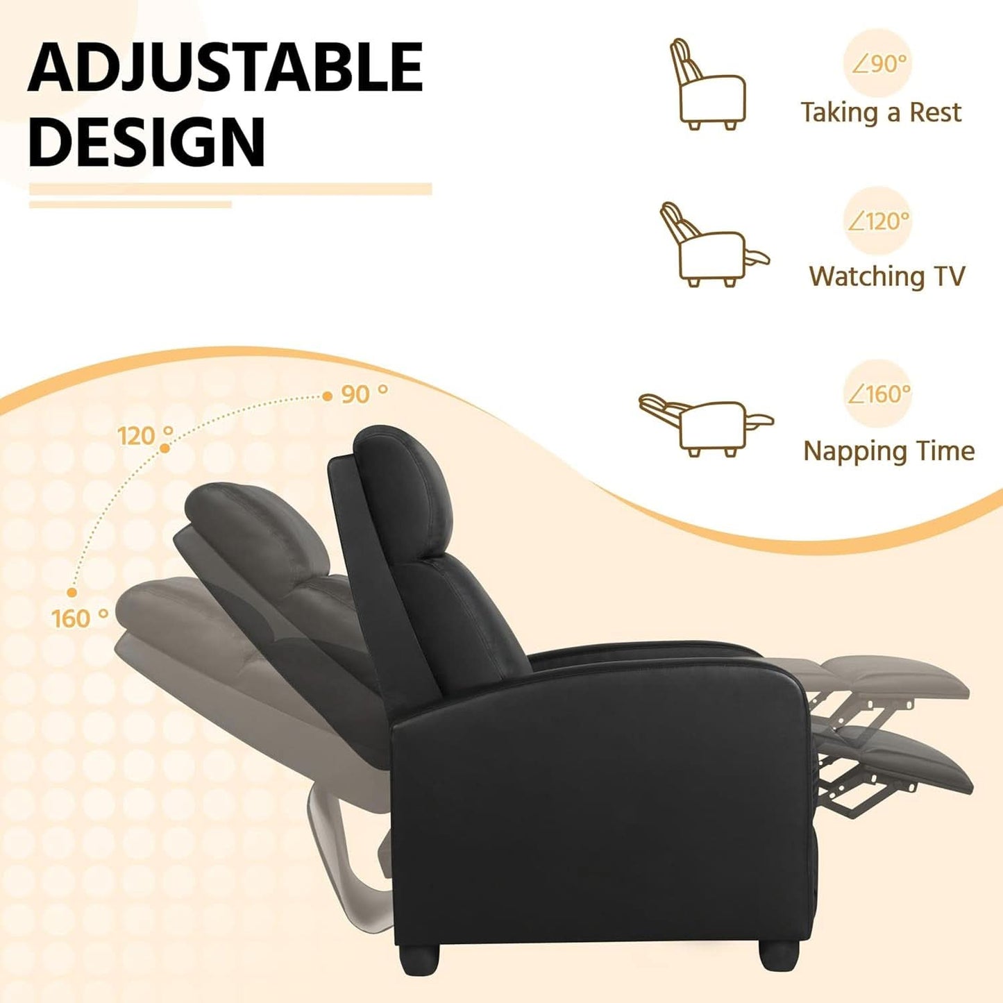 Modern Recliner Sofa With Lumbar Support And Plush Comfort