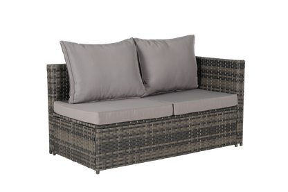 Outdoor Sectional Set PE Rattan Steel Dark Gray L-Shape 6 Piece Seats 8