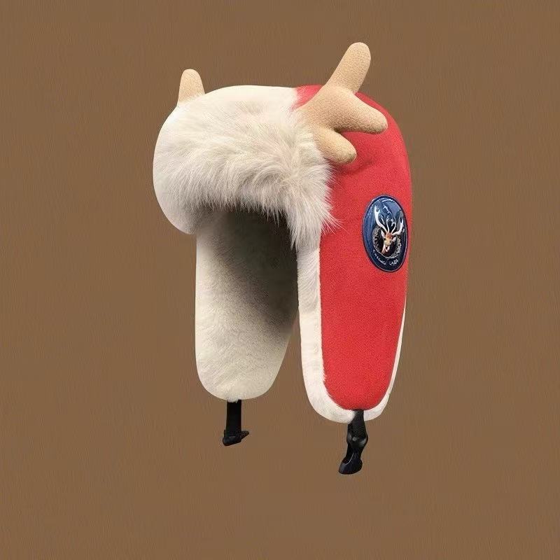 Women's Winter Plush Thickened Warm Deer Antler Hat