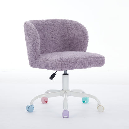 Swivel Chair Faux Alpaca Violet Vanity Bedroom Ergonomic 22.5x31.9 In