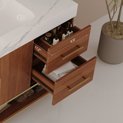 36' Modern Free-Standing Bathroom Vanity with Seamless Ceramic Sink & Sintere...