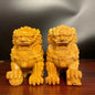 Solid Wood Carving Decorative Ornaments Of Forbidden City Lion ，Handmade，Home Lucky Mascot， Chinese Characteristic Animal Statue