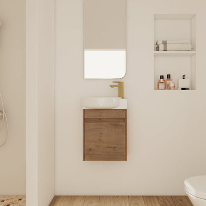 Soft Close Doors Bathroom Vanity With Sink, 16 Inch For Small Bathroom