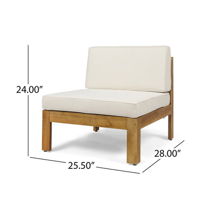 Outdoor Sectional Set Acacia Wood Beige 5 Piece L Shape Seats 4