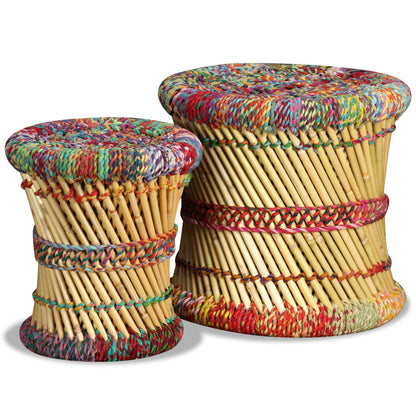 Handwoven Chindi Stool Set (2 Pieces)