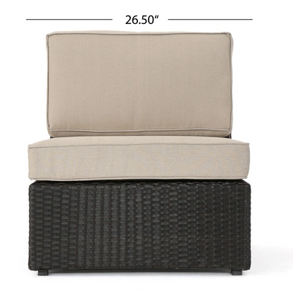 Outdoor Sectional Set PE Rattan Iron Dark Brown 8 Piece No Assembly