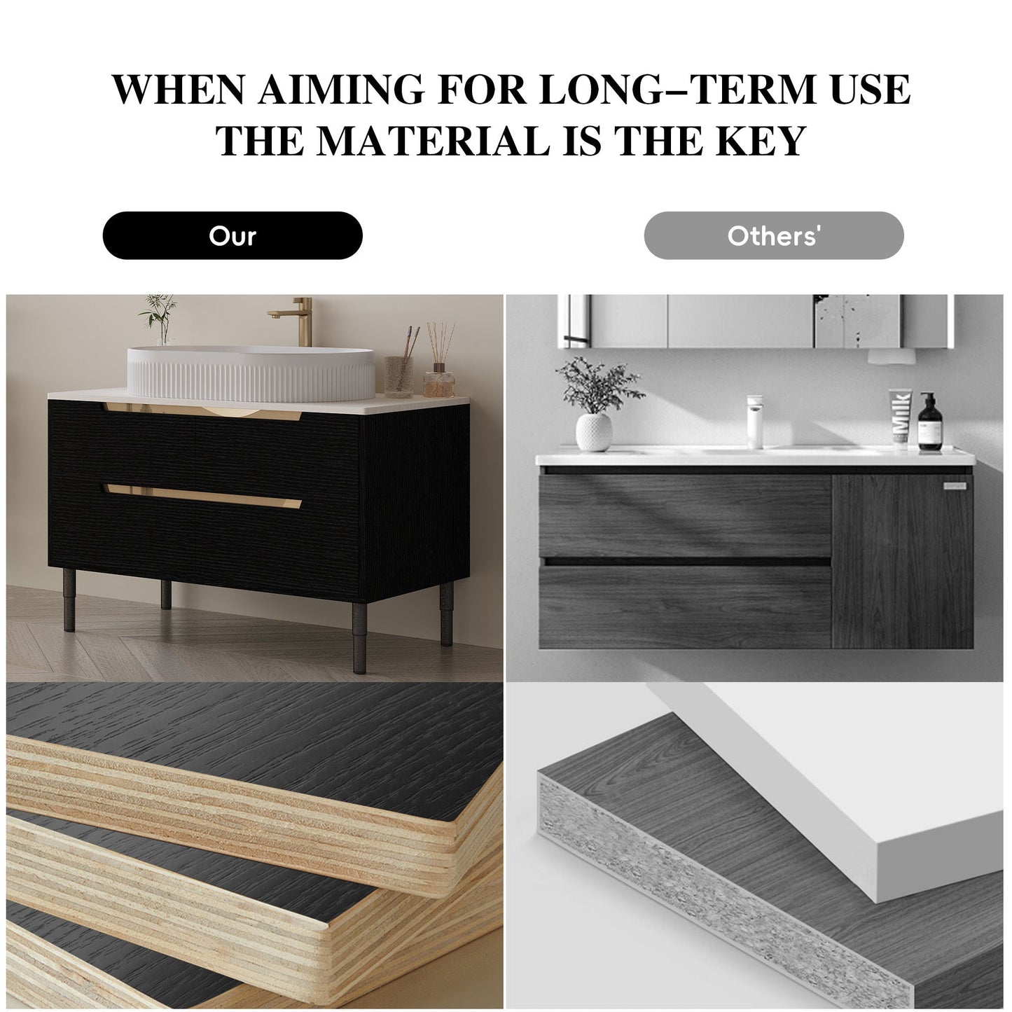 36 inch Bathroom Vanity, Freestanding or Wall Mounted with Ceramic Integrated...