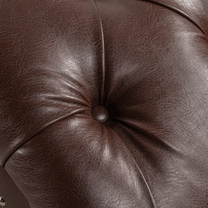 Chaise Lounge Armless PU Leather Dark Brown Tufted Foam Birch Legs 220 LB