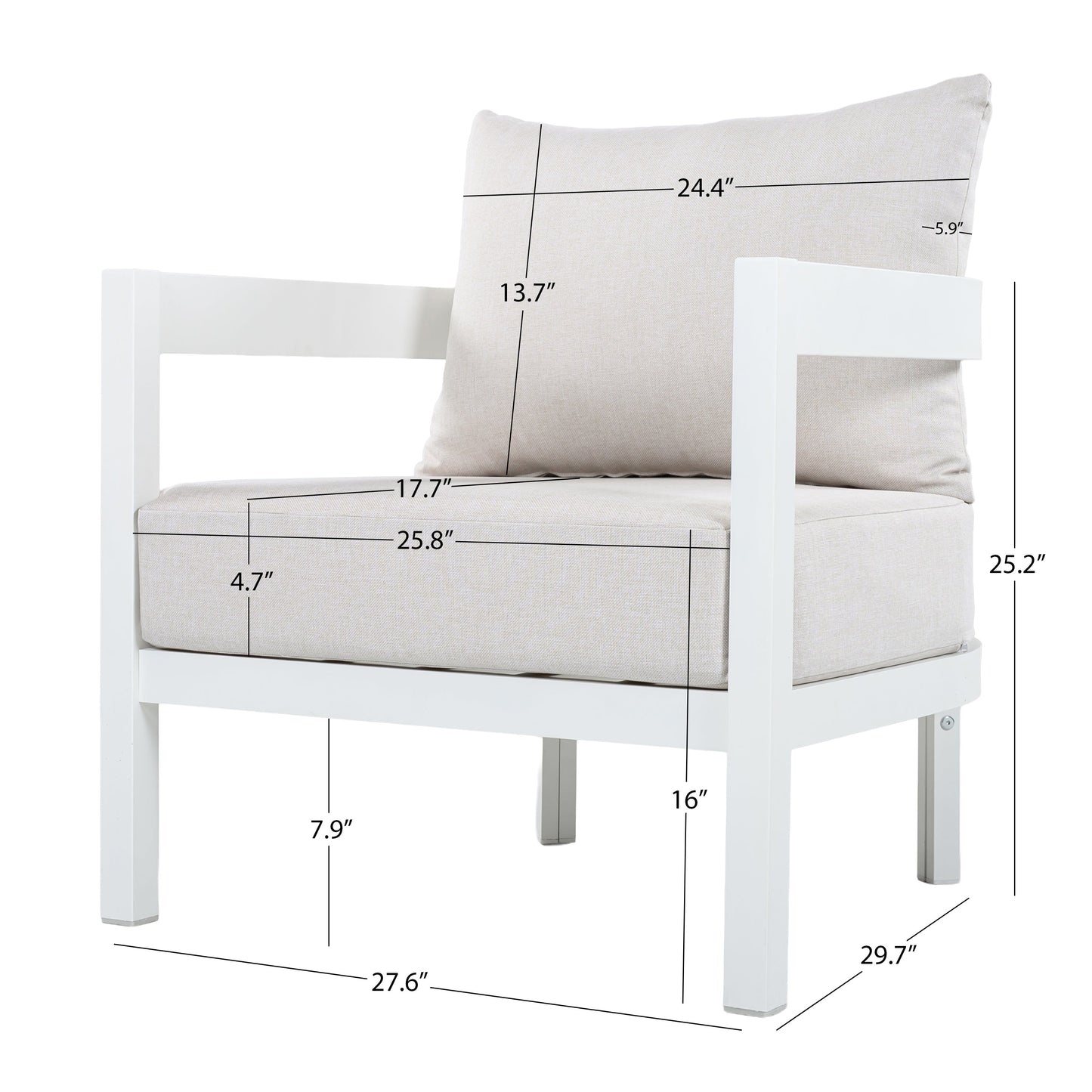 Outdoor Conversation Set Aluminum White Curved 5 Piece Seats 7