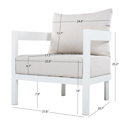 Outdoor Conversation Set Aluminum White Curved 5 Piece Seats 7