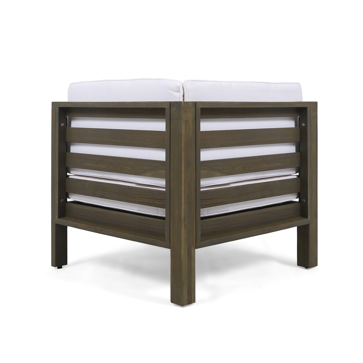 Outdoor Sectional Set Acacia Wood White V-Shape 4 Piece 600 LB