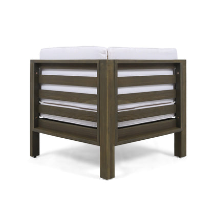 Outdoor Sectional Set Acacia Wood White V-Shape 4 Piece 600 LB