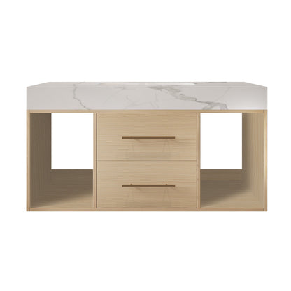 39.4'' Floating Bathroom Vanity with Ceramic Sink, 2 Soft Close Drawers
