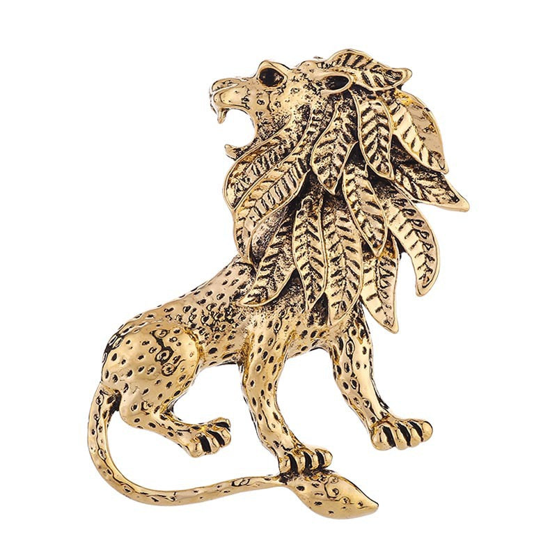 Fierce Lion Head And Tiger Personalized Vintage Brooch