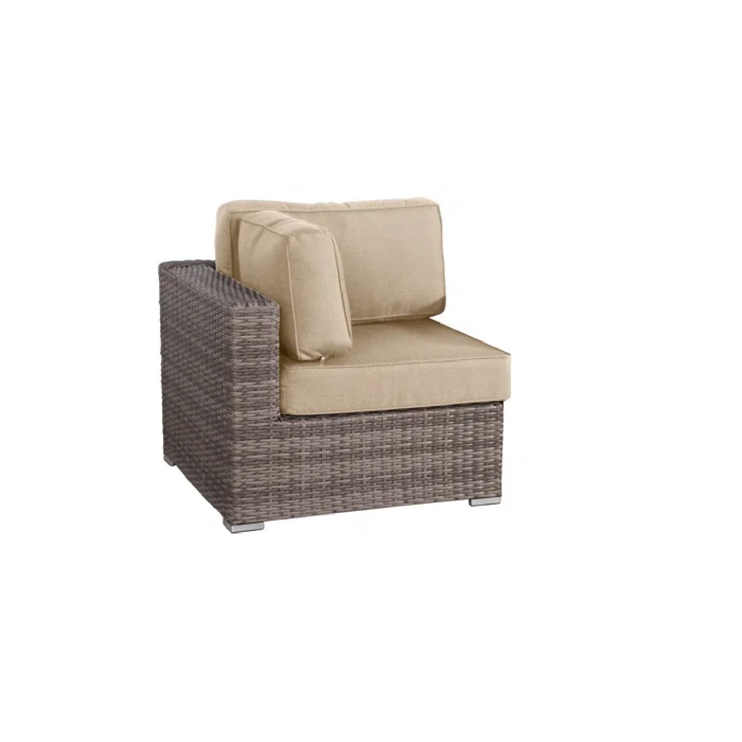 4 Piece Outdoor Patio Set HDPE Wicker Gray Cupholder Seats