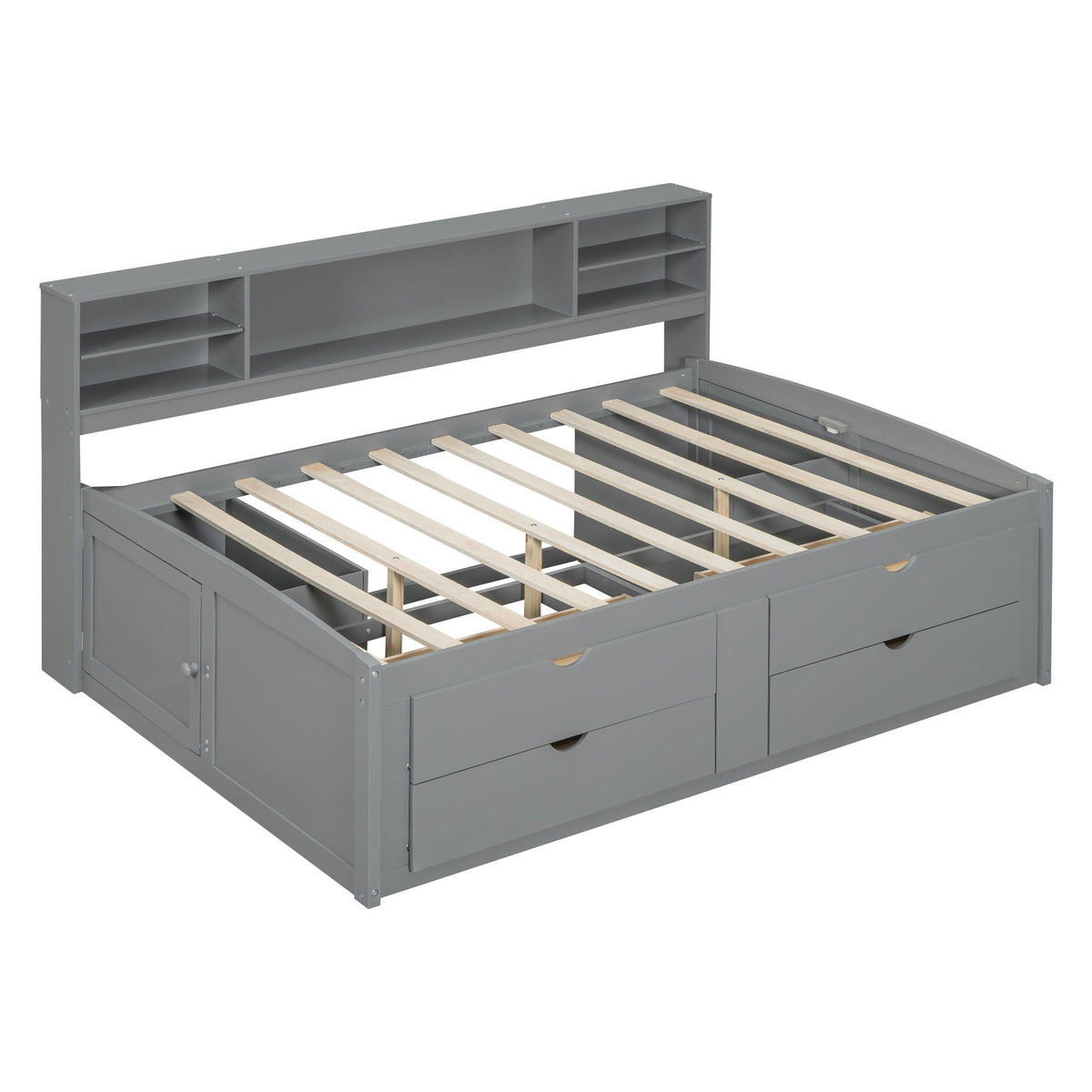 Daybed With 2 Bedside Cabinets, Upper Shelves And 4 Drawers