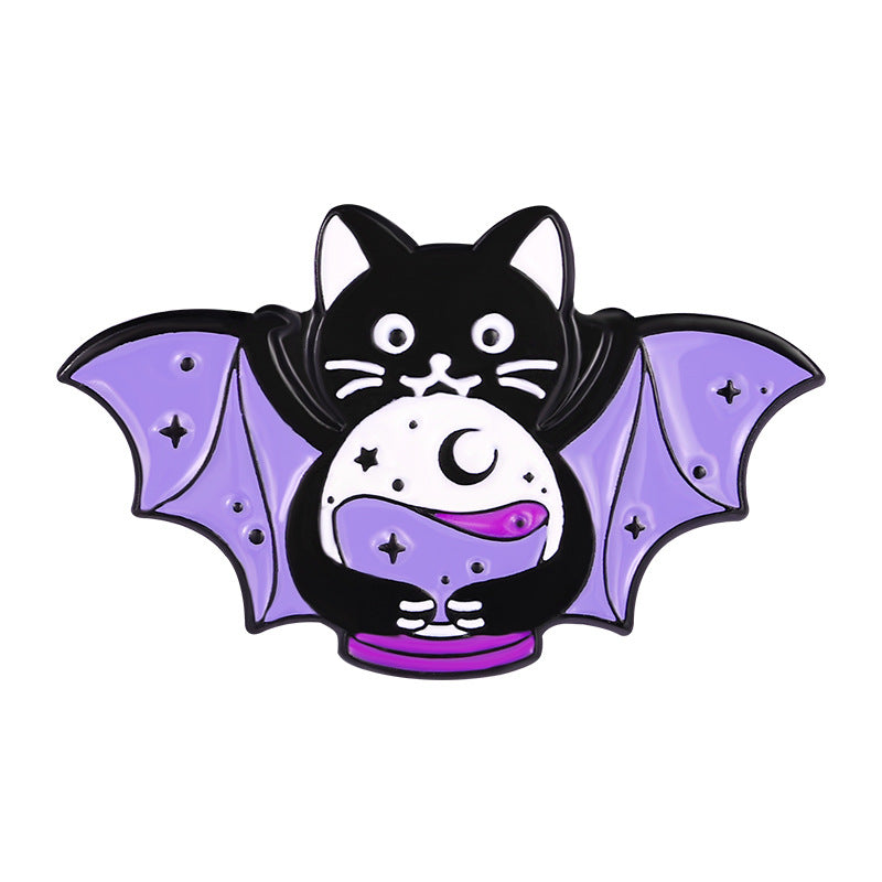 Purple Cat With Butterfly Wings Alloy Brooch Cute Accessory For Clothes And Bags