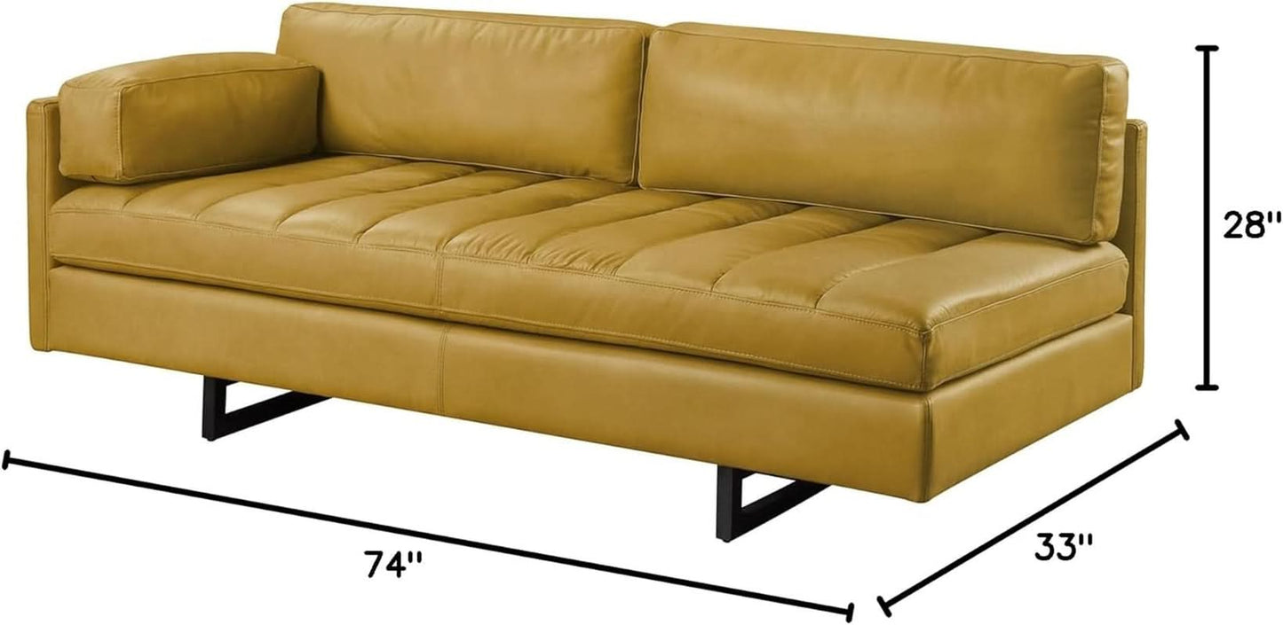 Radia Sofa With Pillow Yellow Turmeric Top Grain Leather