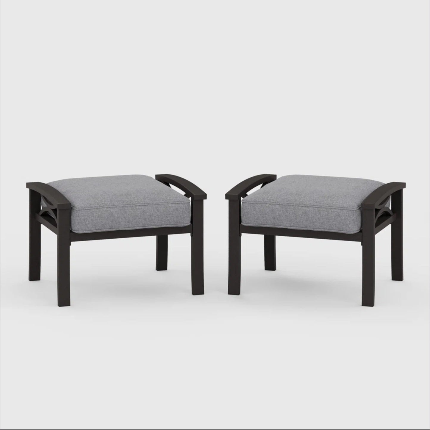 Outdoor Patio Set Steel 7 Piece Seats 9 Khaki Gray