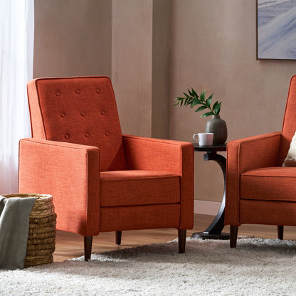 Mid-Century Modern Recliner With Button Tufted Waffle Stitch