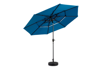 Patio Umbrella Auto Tilt 3 Tier Aluminum Dark Blue 10 Ft Crank