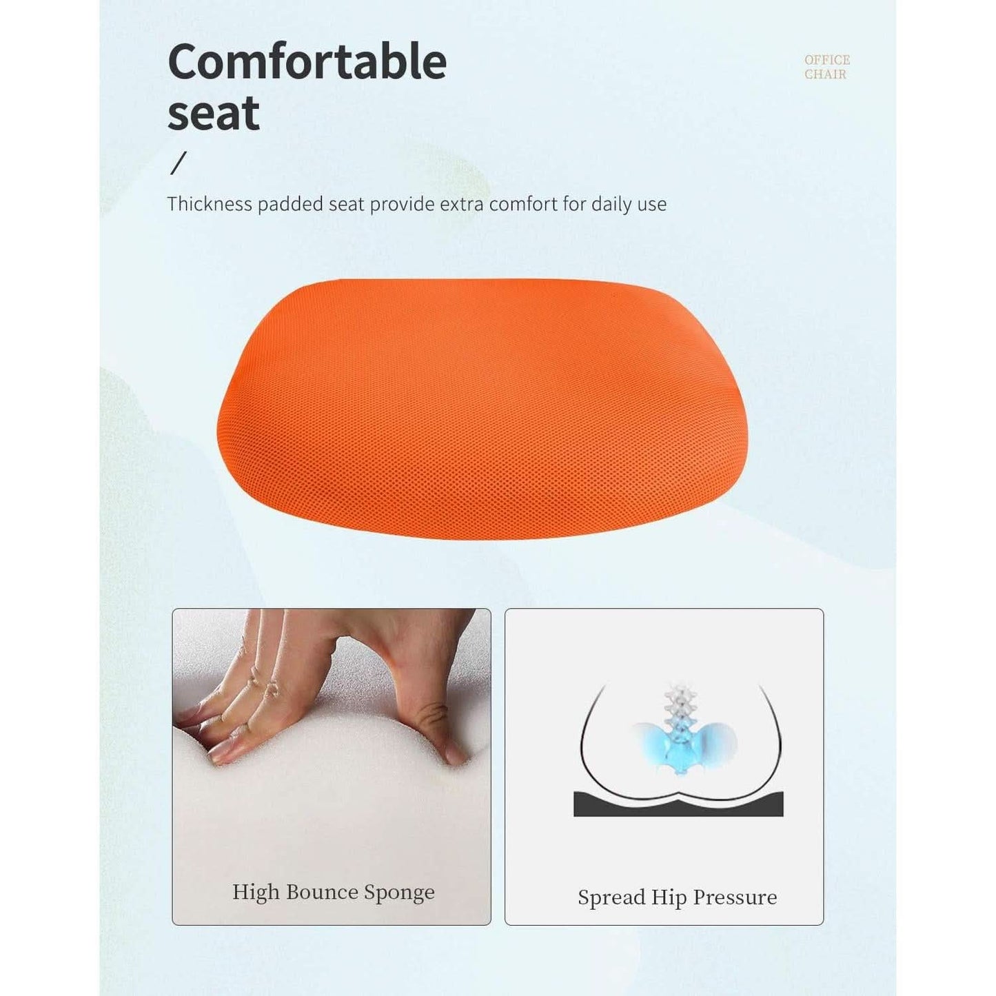 Ergonomic Orange Mesh Office Chair With Armrests Swivel