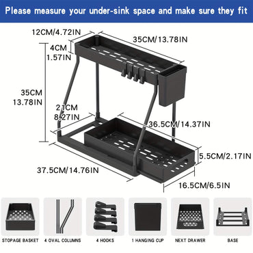 2-Piece Under Sink Organizer with Sliding Shelves – Multi-Purpose Storage Rack