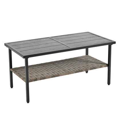 Outdoor Patio Set PE Rattan Brown 4 Piece Cushioned