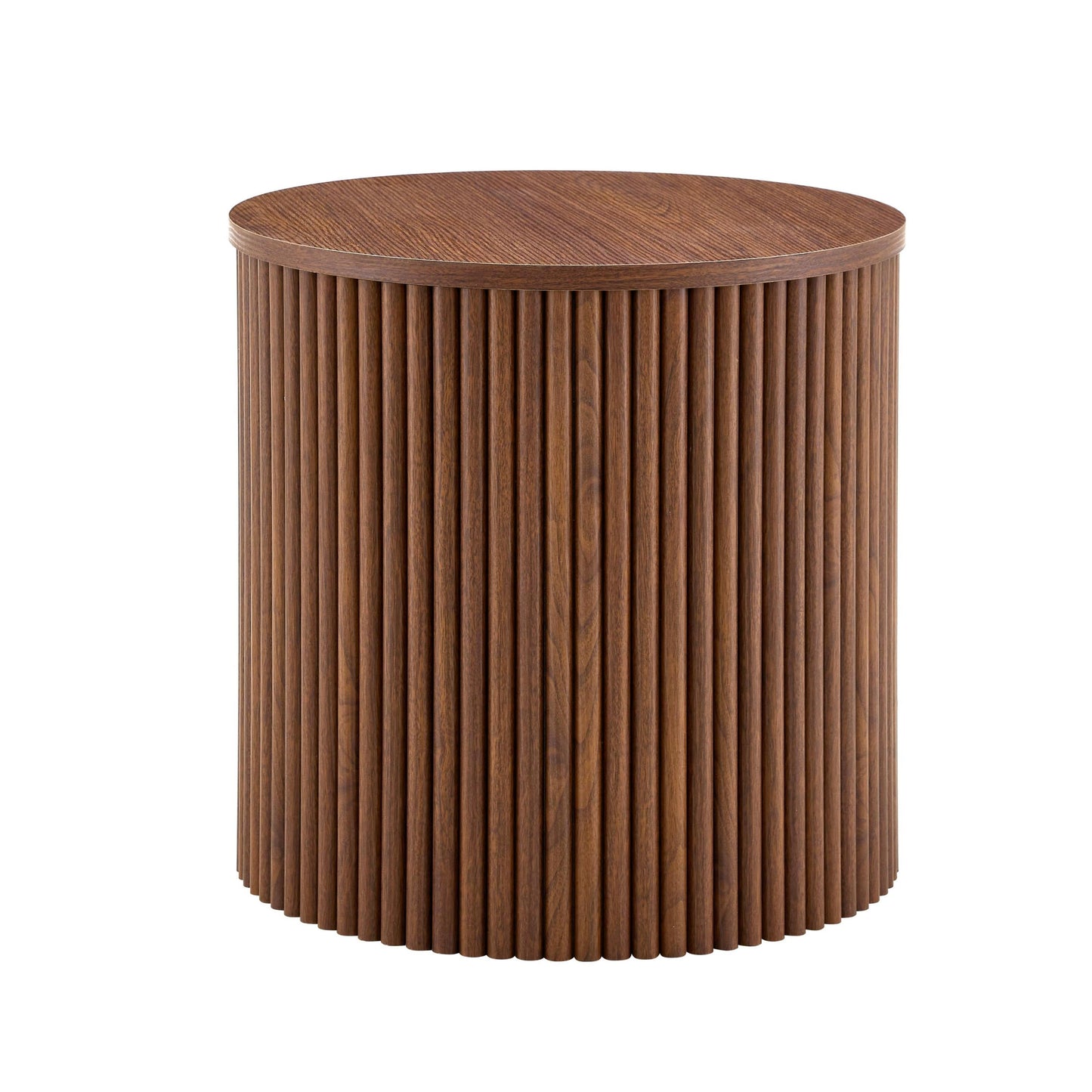 2-Piece Nesting Coffee Table Set, Roman Column MDF Round, Built-in Storage