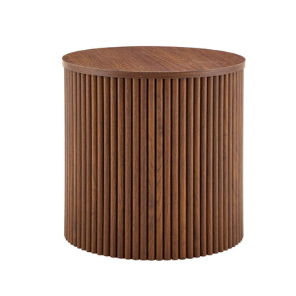 2-Piece Nesting Coffee Table Set, Roman Column MDF Round, Built-in Storage