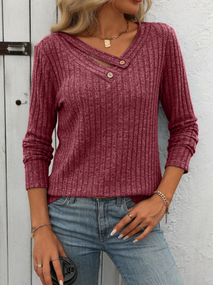 Back to School Ribbed V-Neck Tee