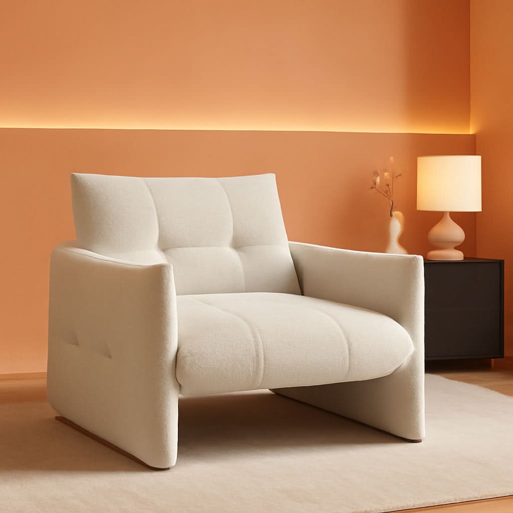 33.9 Inch Sherpa Fabric Upholstered Accent Armchair