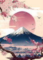 Japanese Cherry Blossom Fuji Mountain Sunset Tokyo Scenery Poster HD Printed Canvas Painting Wall Art Pictures Room Home Decor
