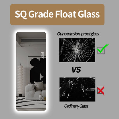 Full Length Mirror LED Lighted Wall Mounted 65x21.7 In Warm Cool Light