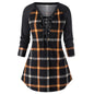 New cute Wine Red Spring And Autumn Printed Plus Size Long Sleeve Plaid Dress for young adult