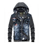 Denim Stitching Hooded Fleece Winter Jacket