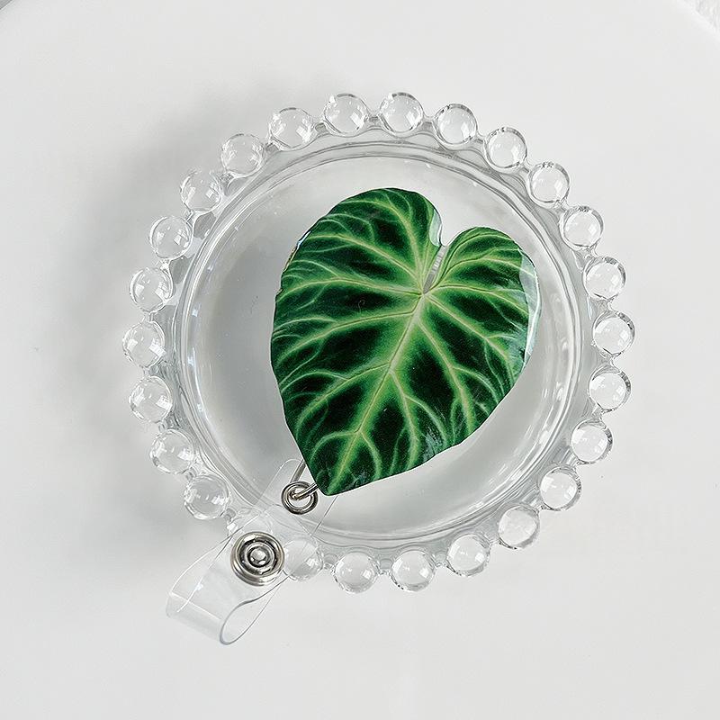 Rotating Leaf Acrylic Epoxy Work ID Badge Employee ID Card Alligator Clip