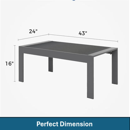 Outdoor Conversation Set 5 Seat Aluminum Gray Blue Cushion