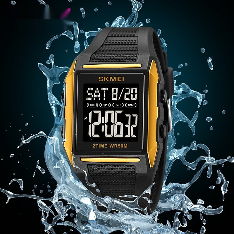 Lightweight Waterproof And Luminous Square Electronic Sports Watcha Classic And Stylish Choice