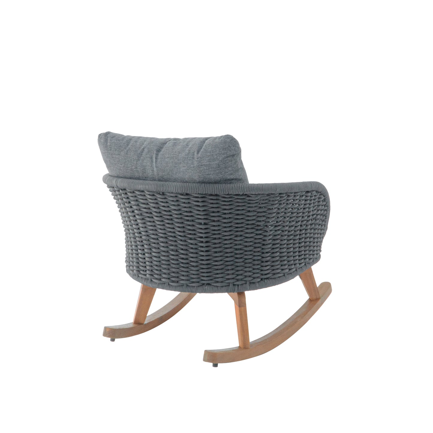 Outdoor Rocking Chair Rope Wood Gray Natural Set of 2 29.5in