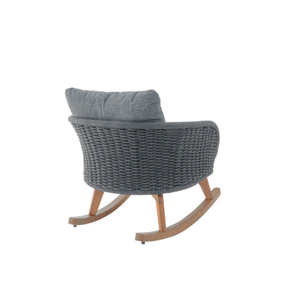 Outdoor Rocking Chair Rope Wood Gray Natural Set of 2 29.5in