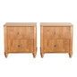 Mid Century Fluted Nightstand with 3 Drawers, 21.65 in Wide, Natural, 2-Piece