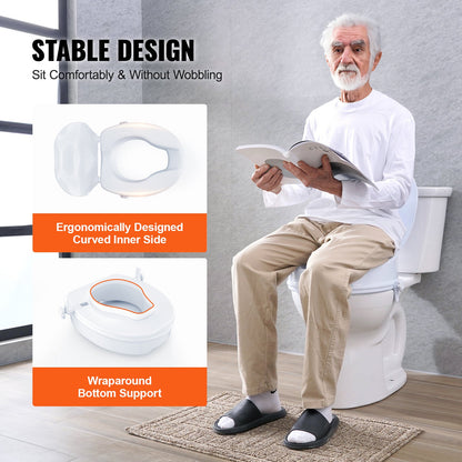 Raised Toilet Seat 4 In Height Polypropylene Universal Screw Lock 300 LB